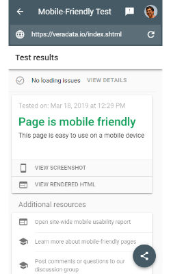 Google Mobile-Friendly Test Result - Veradata