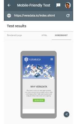 Google Mobile-Friendly Test Result Screenshot - Veradata